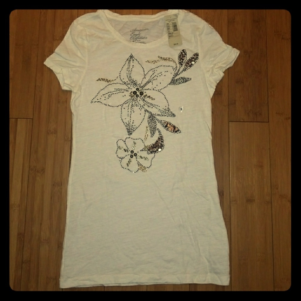 Sparkling beads & sequins embroidered on soft tee